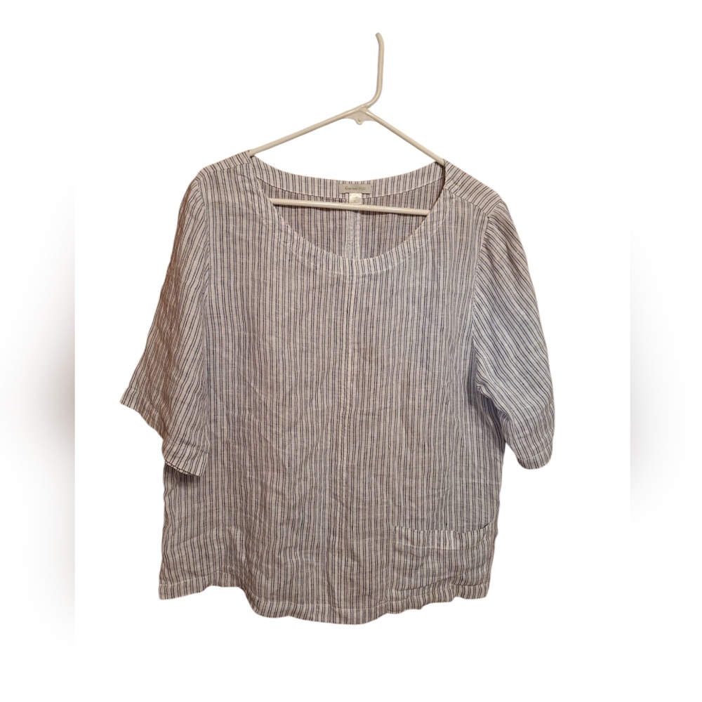 Garnet Hill Gray Striped Women's Top